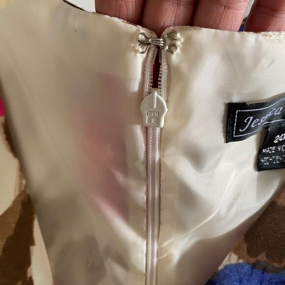 Jessica Howard Floral‎ Tea Midi Dress 24W Pockets Empire Waist Zip V Neck - Picture 4 of 10